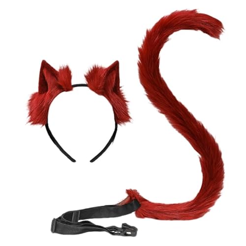 Kunstpelz Fuchsschwanz für Halloween langer Cosplay Fuchsschwanz aus Plüsch Fuchs Stirnband Cosplay Kostüm Halloween Kostüme Fuchsschwanz für Erwachsene Cosplay Rollenspiele von Katutude