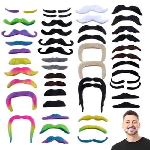 48 Stück Schnurrbart Zum Ankleben, 16 Verschiedene Typen Schnauzer Selbstklebender, Bunt und Neuartig Bart für Maskerade Party, Geburtstagsfeier, Kostüm und Performance 48 Stück Schnurrbart Zum Ankleben, 16 Verschiedene Typen Schnauzer Selbstklebender, Bunt und Neuartig Bart für Maskerade Party, Geburtstagsfeier, Kostüm und Performance von Katyjun