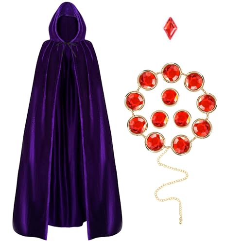 Halloween-Raven-Cosplay-Outfit inklusive violettem Umhang, Aufkleber, Zubehör, 3 Stück Halloween-Raven-Cosplay-Outfit inklusive violettem Umhang, Aufkleber, Zubehör, 3 Stück von Kavoc