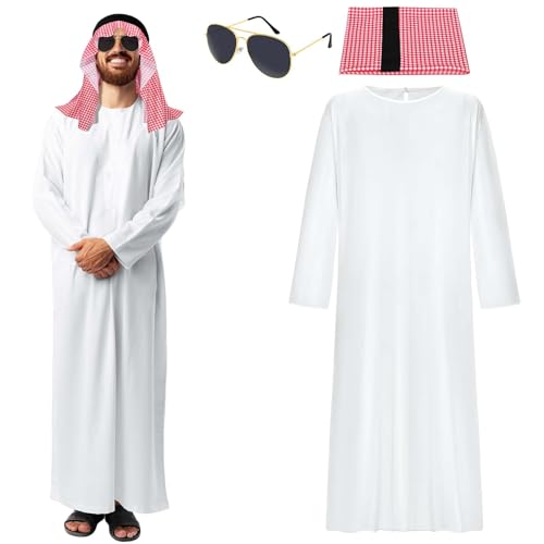 Kavoc 2-teiliges arabisches Scheich-Kostüm inklusive rot karierter Robe Sonnenbrille Kavoc 2-teiliges arabisches Scheich-Kostüm inklusive rot karierter Robe Sonnenbrille von Kavoc