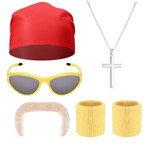 Kavoc Halloween-Cartoon-Figuren-Kostüm, Outfit mit gelben Armbändern, rotem Bandana und Sonnenbrille Kavoc Halloween-Cartoon-Figuren-Kostüm, Outfit mit gelben Armbändern, rotem Bandana und Sonnenbrille von Kavoc