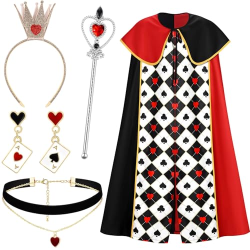 Kavoc Halloween-Königin-Kostüm mit Umhang, Krone, Zauberstab und Halsband für Damen, Wonderland-Charakter, Cosplay Kavoc Halloween-Königin-Kostüm mit Umhang, Krone, Zauberstab und Halsband für Damen, Wonderland-Charakter, Cosplay von Kavoc