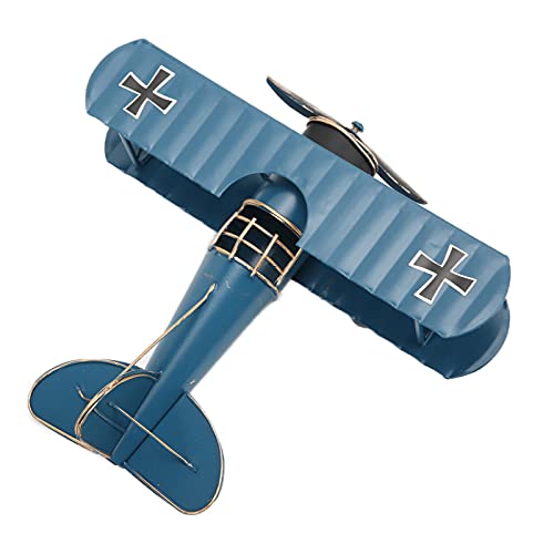 Kavolet Metall Retro Flugzeug Modell Vintage Doppeldecker Home Cafe Ornament (Blau) von Kavolet