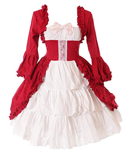 JL-687 Rot Weiß Rüschen Kleid Victorian Gothic Lolita Kostüm Cosplay (L-XL) von Kawaii-Story