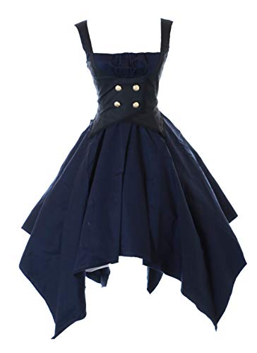 JL-697 Blau Gothic Lolita asymetrisch Kleid Cilvil War Victorian Kostüm Cosplay (M-L) von Kawaii-Story