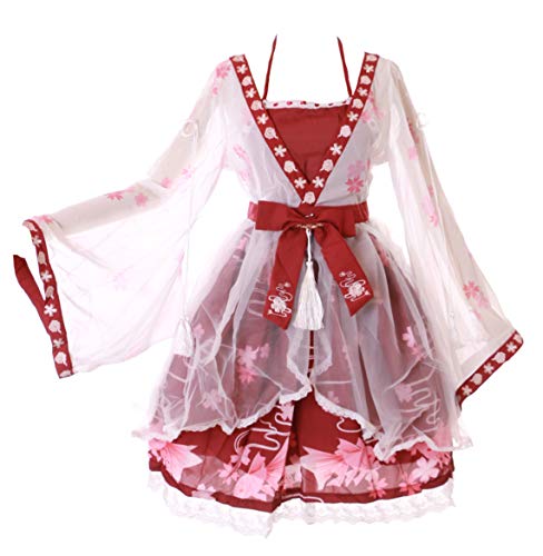 JSK-37-3 Rot Weiß Japan Kirschblüten Sakura Goldfisch Vintage Retro Kleid Pastel Goth Lolita Cosplay Kostüm Kawaii von Kawaii-Story