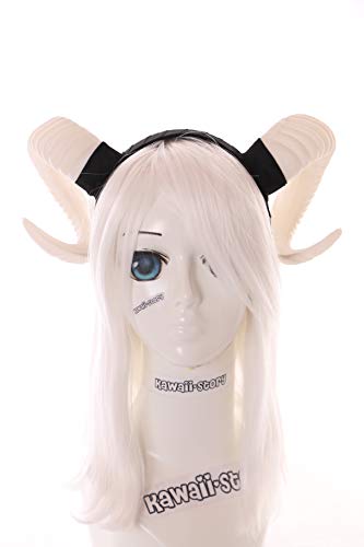 Kawaii-Story C-37-1 Weiß Widder Hörner Satan Teufel Haarreif Kopfschmuck Gothic Lolita von Kawaii-Story