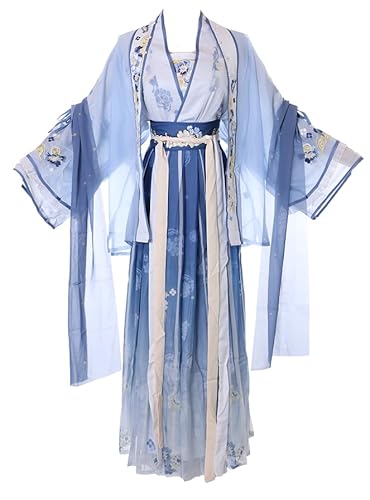 Kawaii-Story Han-014 Hanfu Kleid blau traditional 5-Teile China Kleidung Cosplay Robe Kostüm bestickt (Han-014 Hanfu, DE/NL/SE/PL, Alphanumerisch, L, Regular, Regular) von Kawaii-Story