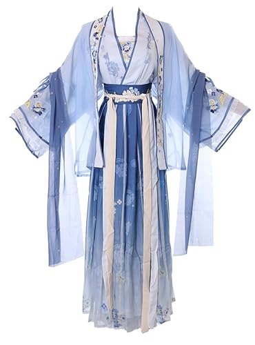 Kawaii-Story Han-014 Hanfu Kleid blau traditional 5-Teile China Kleidung Cosplay Robe Kostüm bestickt (Han-014 Hanfu, DE/NL/SE/PL, Alphanumerisch, S, Regular, Regular) von Kawaii-Story