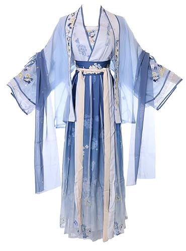 Kawaii-Story Han-014 Hanfu Kleid blau traditional 5-Teile China Kleidung Cosplay Robe Kostüm bestickt (Han-014 Hanfu, DE/NL/SE/PL, Alphanumerisch, S, Regular, Regular) von Kawaii-Story