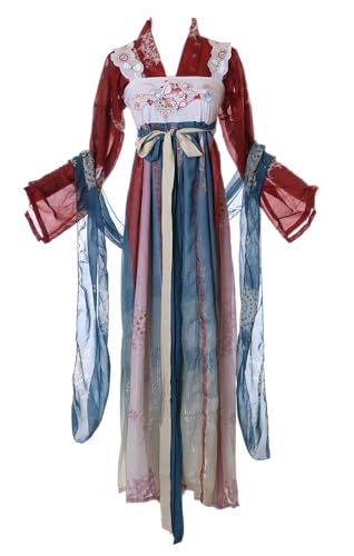 Kawaii-Story Han-021 Hanfu Kleid rot blau traditional 3-Teile China Kleidung Cosplay Robe Kostüm bestickt (XL) von Kawaii-Story