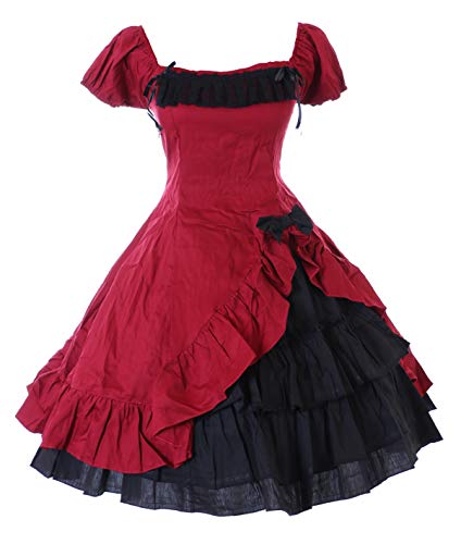 Kawaii-Story JL-572-7 Rot Schwarz Gothic Lolita Rüschen Klassik Kleid & Rock Kostüm Cosplay (M-L) von Kawaii-Story