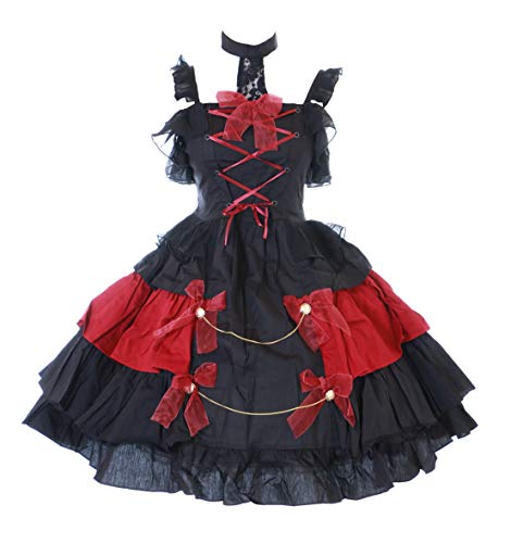 Kawaii-Story JL-579-3 Schwarz rot Vampir Dark Gothic Lolita Kleid Träger Kostüm Cosplay (M-L) von Kawaii-Story