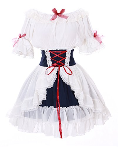 Kawaii-Story JL-642 weiß Chiffon Rock & Bluse Tüll Kleid Victorian Rococo Stretch Gothic Lolita Kostüm Cosplay (Gr. L) von Kawaii-Story