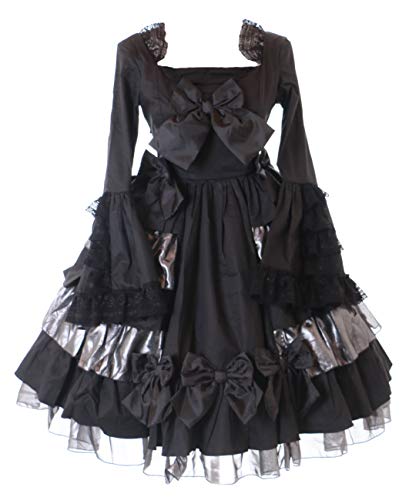 Kawaii-Story JL-681 Schwarz Lagen Rüschen Schleife langarm Kleid Gothic Lolita Kostüm Cosplay (M) von Kawaii-Story