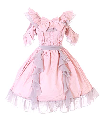 Kawaii-Story JL-698 Rosa Rüschen Gothic Sweet Lolita Pastel Goth Chiffon Kleid Kostüm Cosplay (M-L) von Kawaii-Story