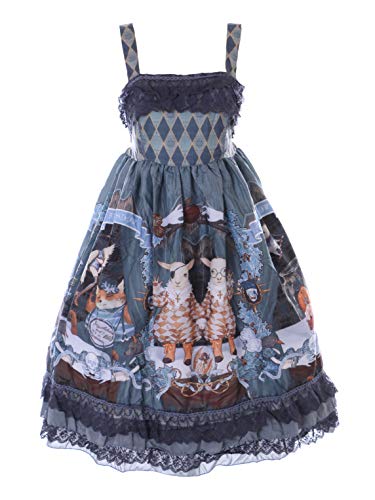 Kawaii-Story JSK-79 Blau grau Dark Magic Märchen Fantasy Tiere Kleid Goth Lolita Cosplay Kostüm von Kawaii-Story