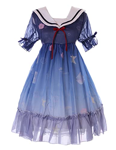 JSK-84-1 Blau Muschel Meer Prinzessin kurzarm Kleid Pastel Goth Lolita Cosplay Kostüm JSK-84-1 Blau Muschel Meer Prinzessin kurzarm Kleid Pastel Goth Lolita Cosplay Kostüm von Kawaii-Story