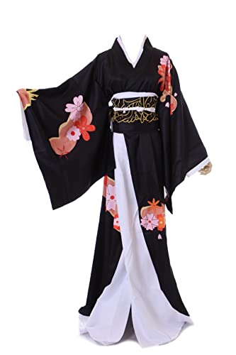 Kawaii-Story MN-162-2 Japan Schwarz Blumen Kimono Geisha Damen Kostüm Cosplay von Muzan Kibutsuji (M) von Kawaii-Story