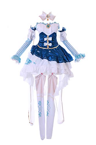 Kawaii-Story MN-184 Schnee Prinzessin Lolita Kleid blau Kostüm 9-Teile Set Damen Kostüm Cosplay für Miku Fans (L) von Kawaii-Story