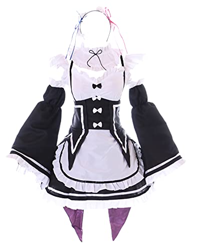 Kawaii-Story MN-192 Re: Zero Rem Ram Maid Zimmermädchen Zofe Kleid 7-Teile Set Damen Kostüm Cosplay (L) von Kawaii-Story