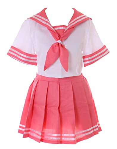 Kawaii-Story MN-210 Rosa weiß Matrose Schuluniform 6-Teile Anzug Seifuku Damen Kostüm Cosplay von Astolfo für Fate Grand Order Fans (L) von Kawaii-Story