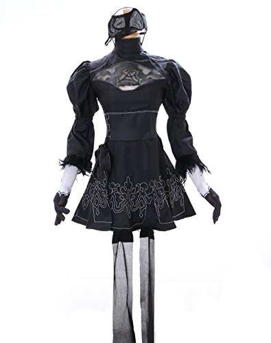 Kawaii-Story MN-27-3 Damen Kleid 5-teilig Set schwarz Gothic Kostüm Cosplay von 2b für Nier Fans (XL) von Kawaii-Story