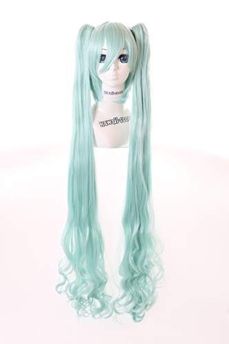 PL-449 Miku Vocaloid grün 100cm Locken Gothik Lolita Cosplay Perücke Wig Anime Manga von Kawaii-Story