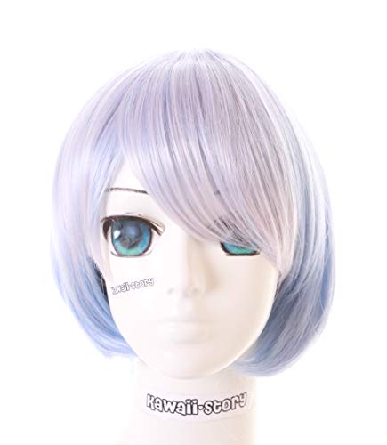 Kawaii-Story PL-612-2 Re Zero Kara Hajimeru Isekai Rem Blau Bob Kurz Haar Cosplay Perücke Wig Anime Manga von Kawaii-Story