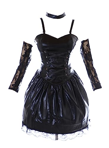 MN-219 Schwarz Kleid mit Strümpfe 6-Teile Cosplay Kostüm für Misa Amane Death Note (M) von Kawaii-Story