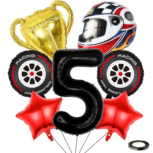 Kawailay 5 Jahr Rennauto Geburtstag Luftballons 5. Rennwagen Geburtstag Deko Racing 5. Geburtstag Deko Ballons Trophäen Helm Reifen Folienballon Schwarz Zahl 5 Luftballon für Junge Geburtstag Party Kawailay 5 Jahr Rennauto Geburtstag Luftballons 5. Rennwagen Geburtstag Deko Racing 5. Geburtstag Deko Ballons Trophäen Helm Reifen Folienballon Schwarz Zahl 5 Luftballon für Junge Geburtstag Party von Kawailay