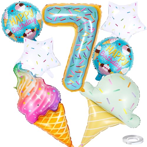 Kawailay 7. Eis Geburtstag Deko Eiscreme 7. Geburtstag Deko Ballons Eis Tüte Folienballon Zahl 7 Luftballon für Mädchen Geburtstag Party Motto Party Kawailay 7. Eis Geburtstag Deko Eiscreme 7. Geburtstag Deko Ballons Eis Tüte Folienballon Zahl 7 Luftballon für Mädchen Geburtstag Party Motto Party von Kawailay