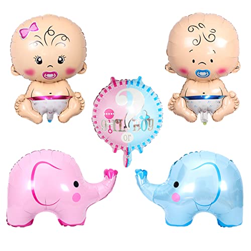 Kawailay Gender Reveal Party Deko Willkommens Baby Form Folienballon Schnuller Baby Ballon Elefant Luftballons Geschlecht Verkünden Ballons für Schwangerschaft Ankündigung Baby Shower von Kawailay