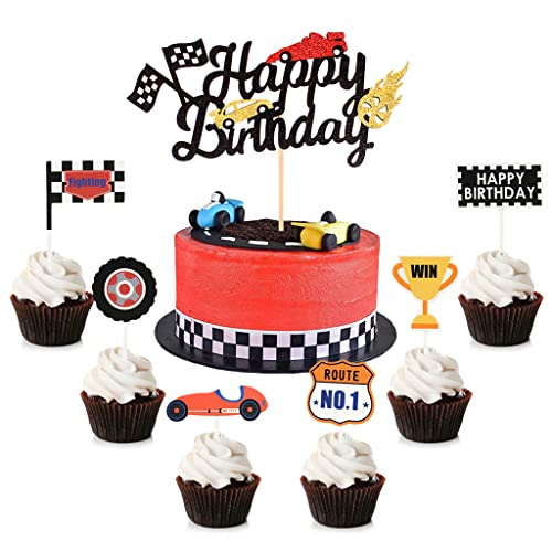Kawailay Racing Cake Toppers Auto Happy Birthday Kuchendeckel Rennauto Thema Tortendeko Checkered Flagge Kuchen Picks Tortenaufleger für Kinder Junge Geburtstag Party Deko Kawailay Racing Cake Toppers Auto Happy Birthday Kuchendeckel Rennauto Thema Tortendeko Checkered Flagge Kuchen Picks Tortenaufleger für Kinder Junge Geburtstag Party Deko von Kawailay