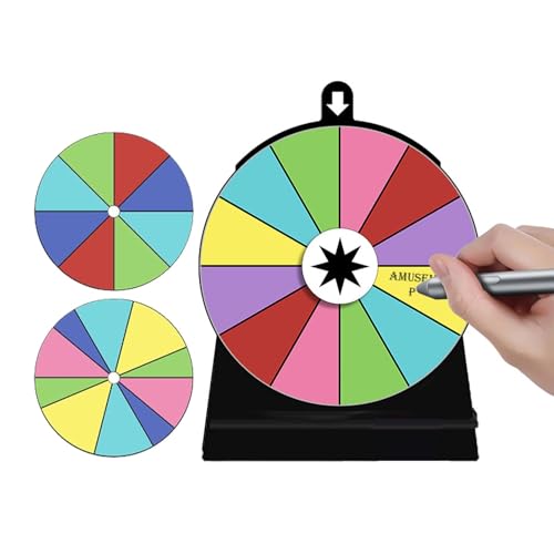 Drehen Sie das Radspiel mit Ständer, Preisrad-Spinner mit Ständer - 3 Stück bearbeitbares Spinnerrad für Glück - Einfache Montage, löschbare Whiteboard-Oberfläche, 12-Slot-Preisrad-Spinner-Gewinnspiel von Kaxenig