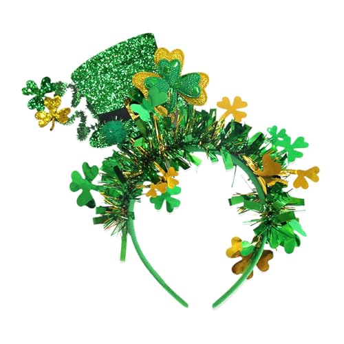 Kaxenig Irisches Stirnband, Kleeblatt-Haarband - Grüne Kleeblatt-Stirnbänder zum St. Patrick's Day | Irisches Haarband, Feiertagskostüm, Haarschmuck mit Melone für die Feier des St. Patrick's Day von Kaxenig