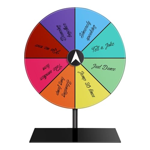 Kaxenig Spin-Preisrad, 8 Slots Prize Wheel, Glücksrad Zum Drehen, Farbe Tisch-Roulette-Spinner, Glücksrad Spielzeug Mit Ständer, Tisch-Gewinnrad Für Messepartys, Kneipen von Kaxenig