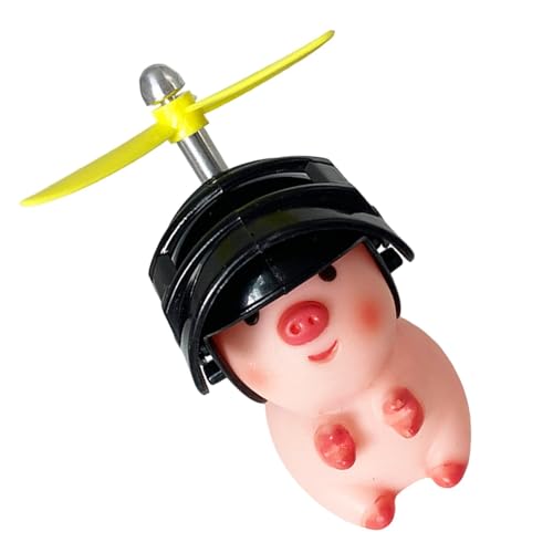 Lenkerornament,Lenkerspielzeug, Süßes Tier mit Propellerhelmen, Lenker-Dekoration, Schweine-Figur, Lenker-Cartoon-Ornament für Motorrad von Kaxenig