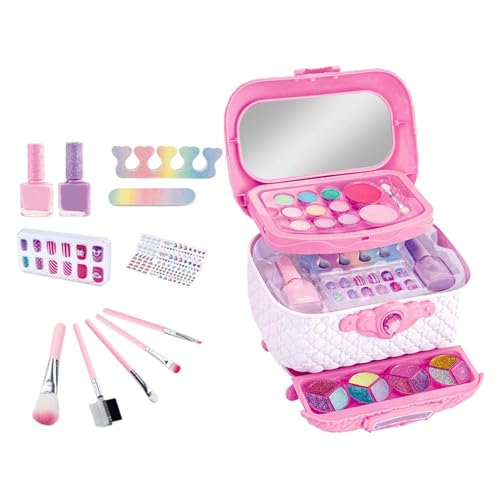 Make-up-Set für Kinder, Make-up-Set für Kinder | Waschbares Spielzeug-Make-up-Set,Prinzessinnen-Puppen, Anziehspielzeug, niedliches Kleinkind-Kosmetik-Set, Nagelkunst-Zubehör für Kinder, Teenager, Mäd von Kaxenig