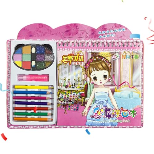 Spielzeug-Make-up-Set, Make-up-Spiele für Mädchen,Papier-Make-up-Anziehspielset | Bastelset für Kinder, Anzieh-Stickerbuch, Reisespiele, Kunsthandwerksaktivität für die Feinmotorik von Kaxenig