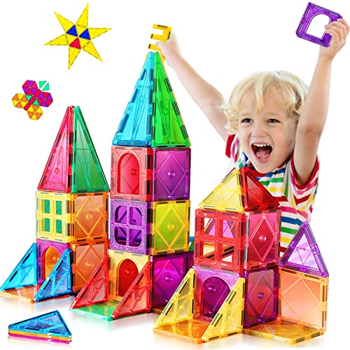 Magnetische Bausteine, 3D-Bausteine, bunt, magnetische Fliesen für Kinder im Alter von 4–8 Jahren, STEM, frühpädagogische Konstruktion, magnetisches Spielzeug, Bauset für Kleinkinder ab 3 Jahren, von Kaysaitoy