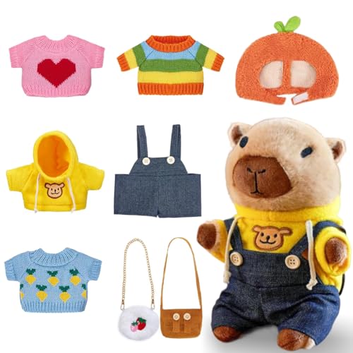 Capybara Plüschtier 23cm, Niedlichen Capybara Plushies mit 5 Kleidung & 1 Hut & 2 Taschen, Capybara Kuscheltier Kinder Spielzeug Ab 3 Jahre, Kinder-Plüschpuppenspielzeug Geschenke für Mädchen Jungen Capybara Plüschtier 23cm, Niedlichen Capybara Plushies mit 5 Kleidung & 1 Hut & 2 Taschen, Capybara Kuscheltier Kinder Spielzeug Ab 3 Jahre, Kinder-Plüschpuppenspielzeug Geschenke für Mädchen Jungen von Kayuneed