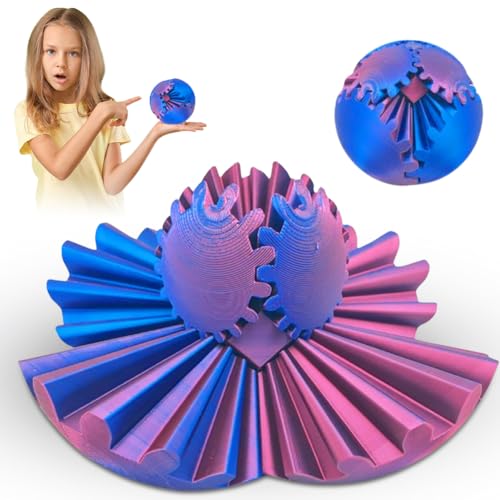 Gear Ball, 3D Gedruckter Gear Ball, Gear Sphere, Steampunk Whirling Wonder Gear Ball, Anti Stress Spielzeug, 3D Gedruckter zahnradball für Erwachsene und Kinder(Blau und Lila) von Kayuneed