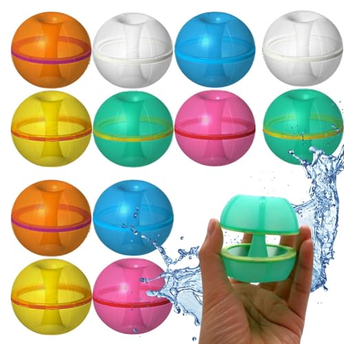 Kayuneed 12 Stück Wasserbomben Selbstschließend - Magnetischer Wasserball Eine Sekunde Schnellfüller, Wiederverwendbare Wasserballons Silikon Wasserbombe für Kinder Erwachsene Wasserpark Familienspiel von Kayuneed