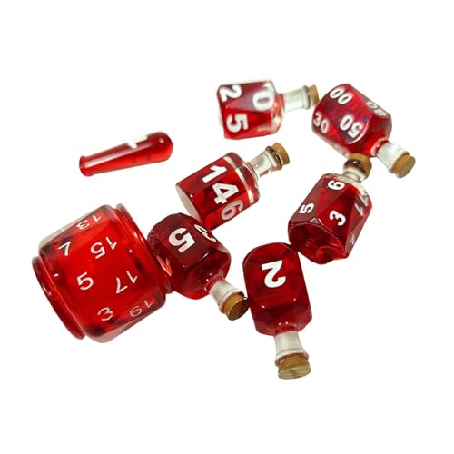 7-teiliges Trank-Würfel-Set – Tischspiele, Polyedrische Würfel | 8 Stück Trank-Flasche Tischrollenspiel, auffällige Trank-Flasche, buntes Würfel-Set von Kbnuetyg