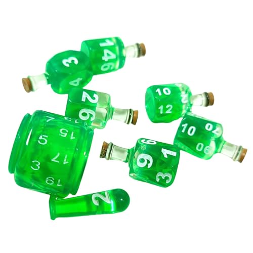 7-teiliges Trank-Würfel-Set – Tischspiele, Polyedrische Würfel | 8 Stück Trank-Flasche Tischrollenspiel, auffällige Trank-Flasche, buntes Würfel-Set von Kbnuetyg