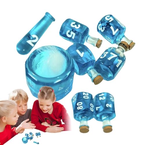 7-teiliges Trank-Würfel-Set – Tischspiele, Polyedrische Würfel | 8 Stück Trank-Flasche Tischrollenspiel, auffällige Trank-Flasche, buntes Würfel-Set von Kbnuetyg