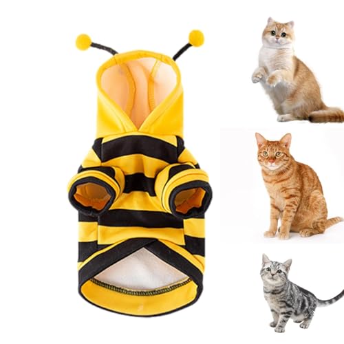 Biene Haustier Kostüm mit Kapuze - Hunde-Kapuzenpullover, Bienenkostüm - warme Kleidung für Urlaub Cosplay für Katzen, lustige Outfits für kleine Hunde und von Kbnuetyg