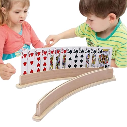 Kbnuetyg Freihändige Aufbewahrung – gebogener Spielkartenhalter, 2 Stück, Zubehör für Kartenspiele, Pokerhalter, Organizer, Stütztablett für Kinder, Erwachsene, Senioren, Canasta Bi von Kbnuetyg