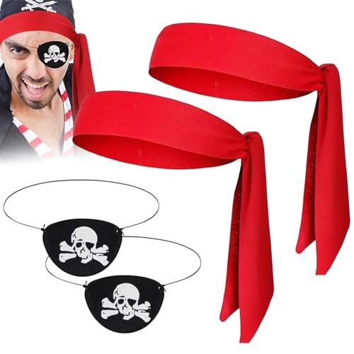 Kbnuetyg Piratenhut und Augenklappe,Herren-Piratenhut - Piratenkapitänshüte mit Augenklappen - Lustiges Piratenzubehör, Maskerade-Cosplay-Partykappen für Halloween-Rollenspiel-Cosplay von Kbnuetyg